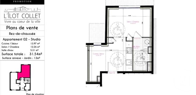 Appartement Studio à vendre - 1 pièce - 31,54 m2 - Brest - 29 - BRETAGNE