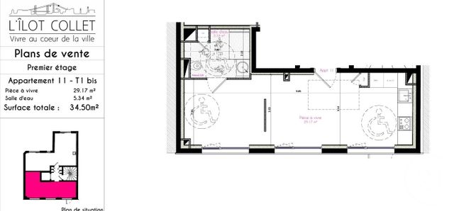 Appartement T1 à vendre - 1 pièce - 34,50 m2 - Brest - 29 - BRETAGNE