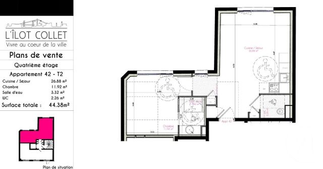 Appartement T2 à vendre - 2 pièces - 44,38 m2 - Brest - 29 - BRETAGNE