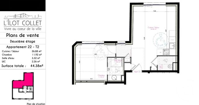 Appartement T2 à vendre - 2 pièces - 44,38 m2 - Brest - 29 - BRETAGNE